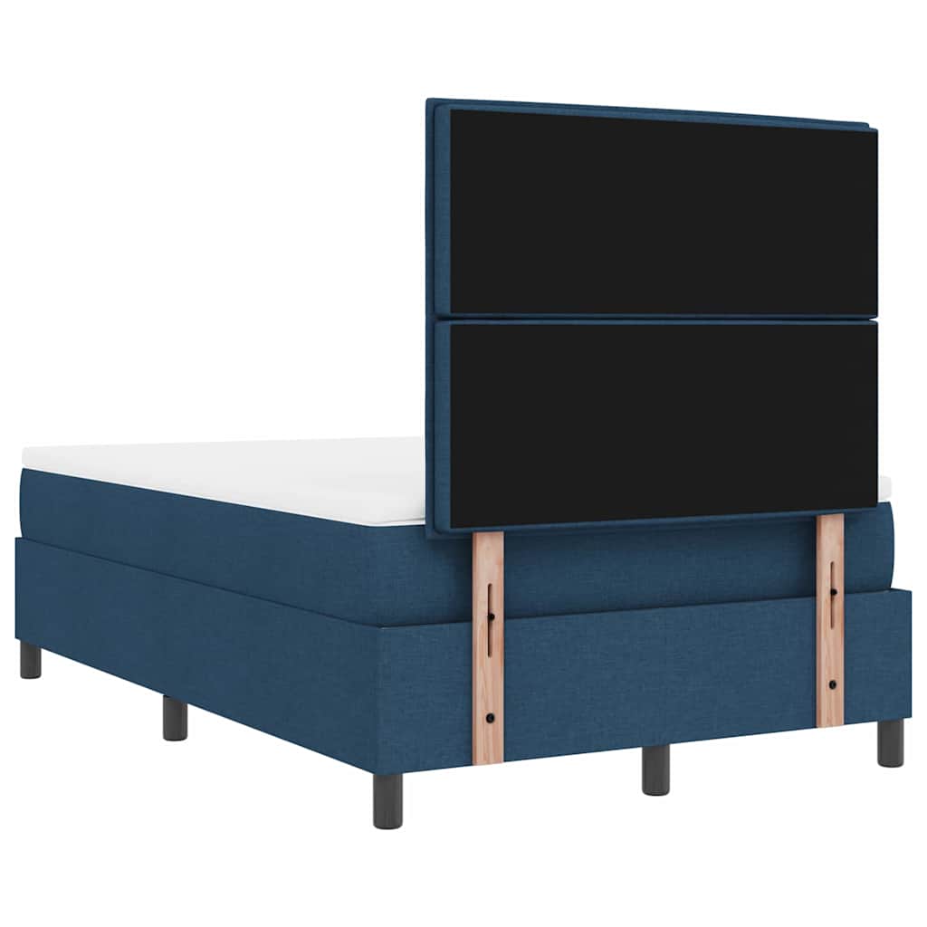 Box Spring Bed with Mattress and Headboard Blue 120 x 190 cm Fabric
