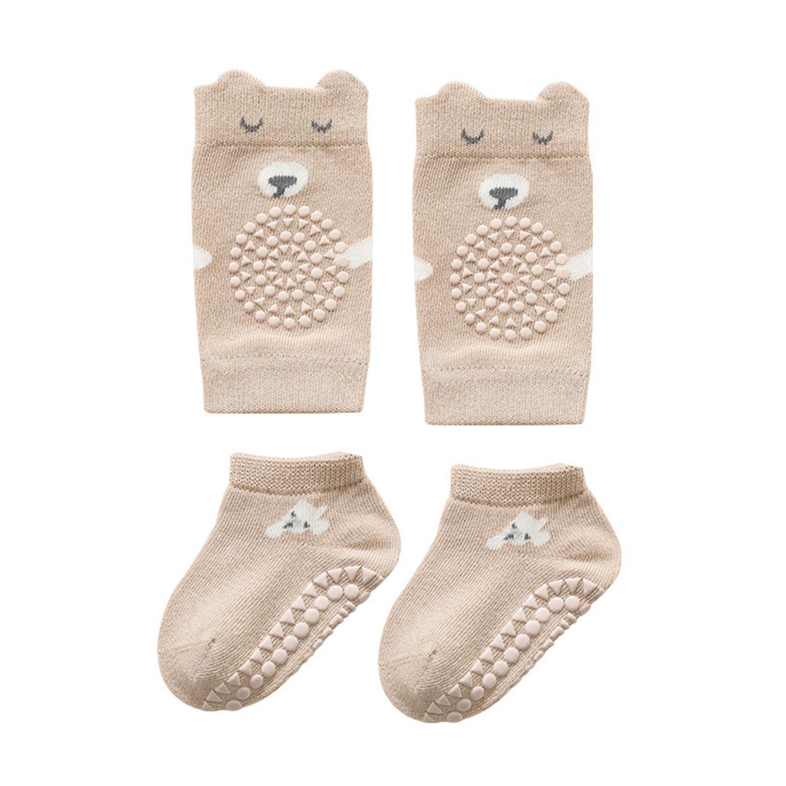 Baby Crawling Knee Pads Socks Unisex Toddler Knee Protectors Non Slip Ankle Socks for Toddler Baby Boys Girls M хаки