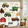 Construction Truck Shower Curtain Yellow Excavator, Dump Truck & Bulldozer On White, Kids' Bathroom Decor For Boys And Toddlers