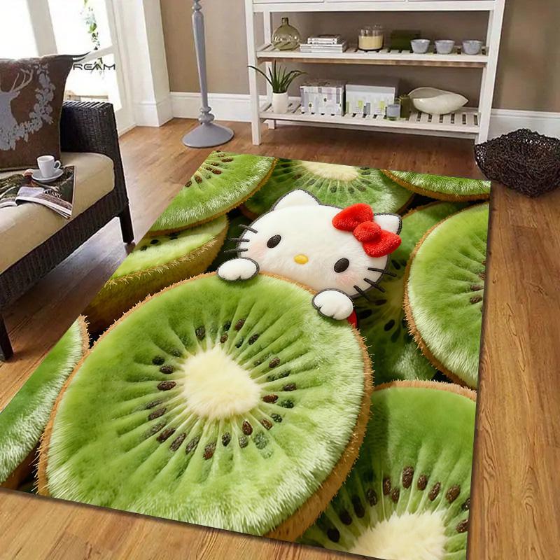 Hello Kitty2 Flannel Pattern Square Carpet,Area Rug,Carpet Rug for Living Room Bedroom Sofa Playroom Decor,Non-slip Floor Mat