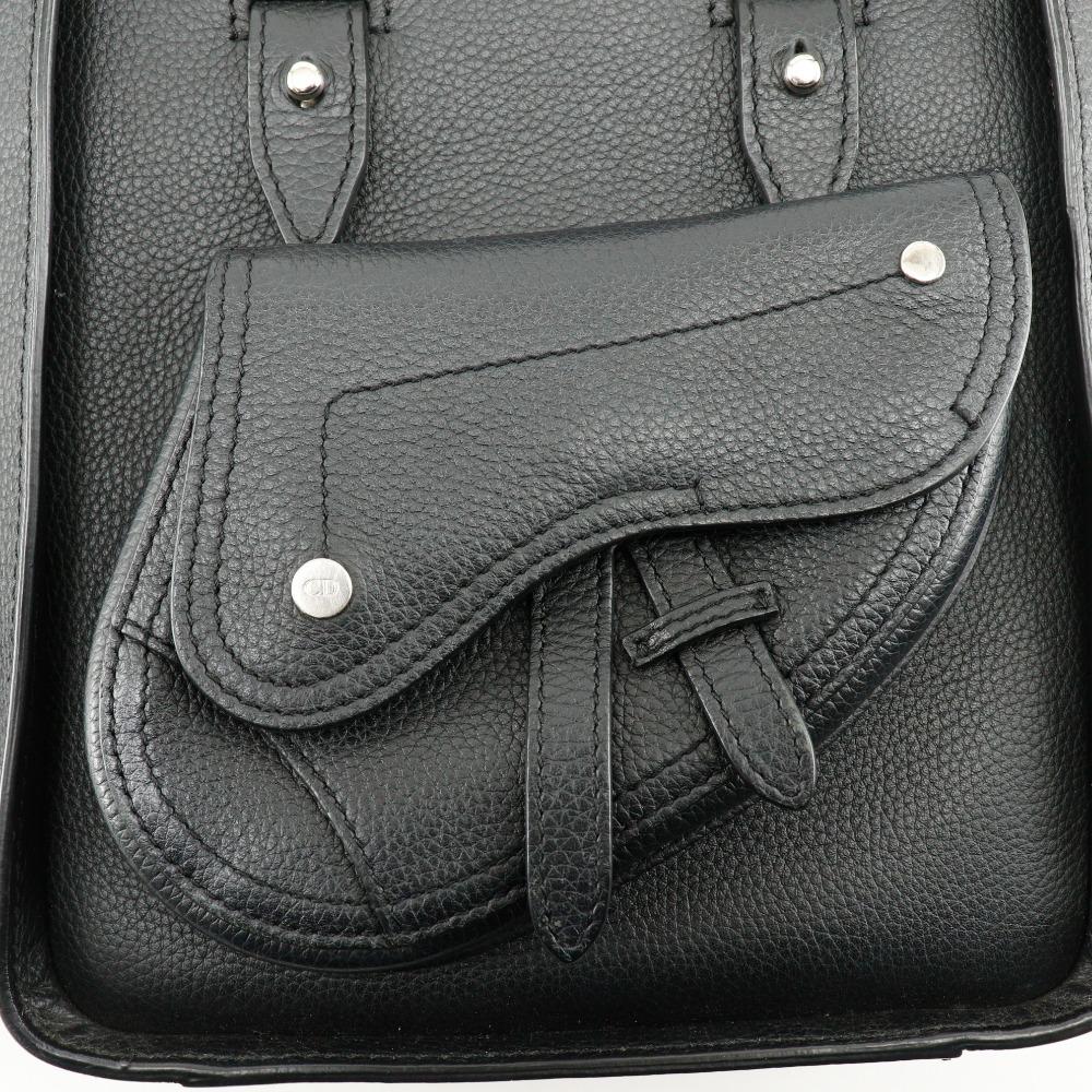 Dior Saddle Mini Tote Handbag 2WAYShoulder Bag black Calfskin Women Used
