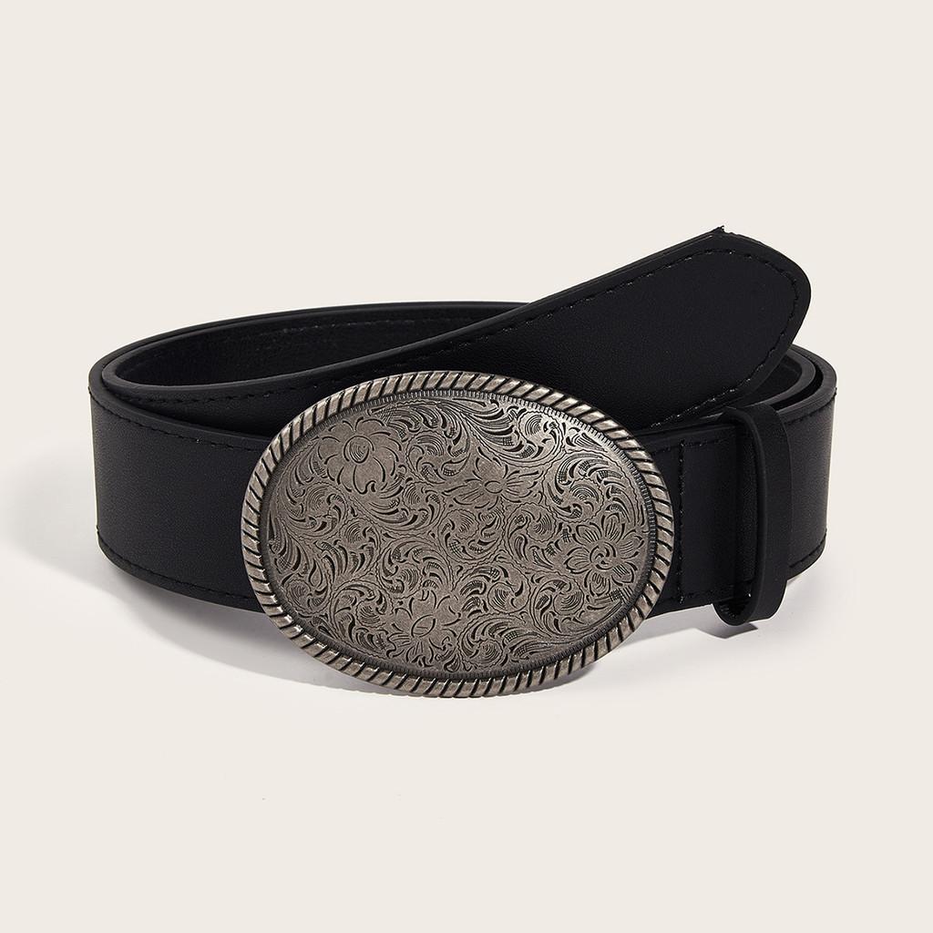 2023 New Fashion Belt Personality Punk Style Flower Buckle Casual Belt