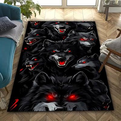 Tapis Motif Cluster de Loups Nuit Sombre Antidérapant Grandes Tailles Tapis de Zone Paillassons pour Chambre à Coucher Salon Salle de Jeux Tapis CADEAU