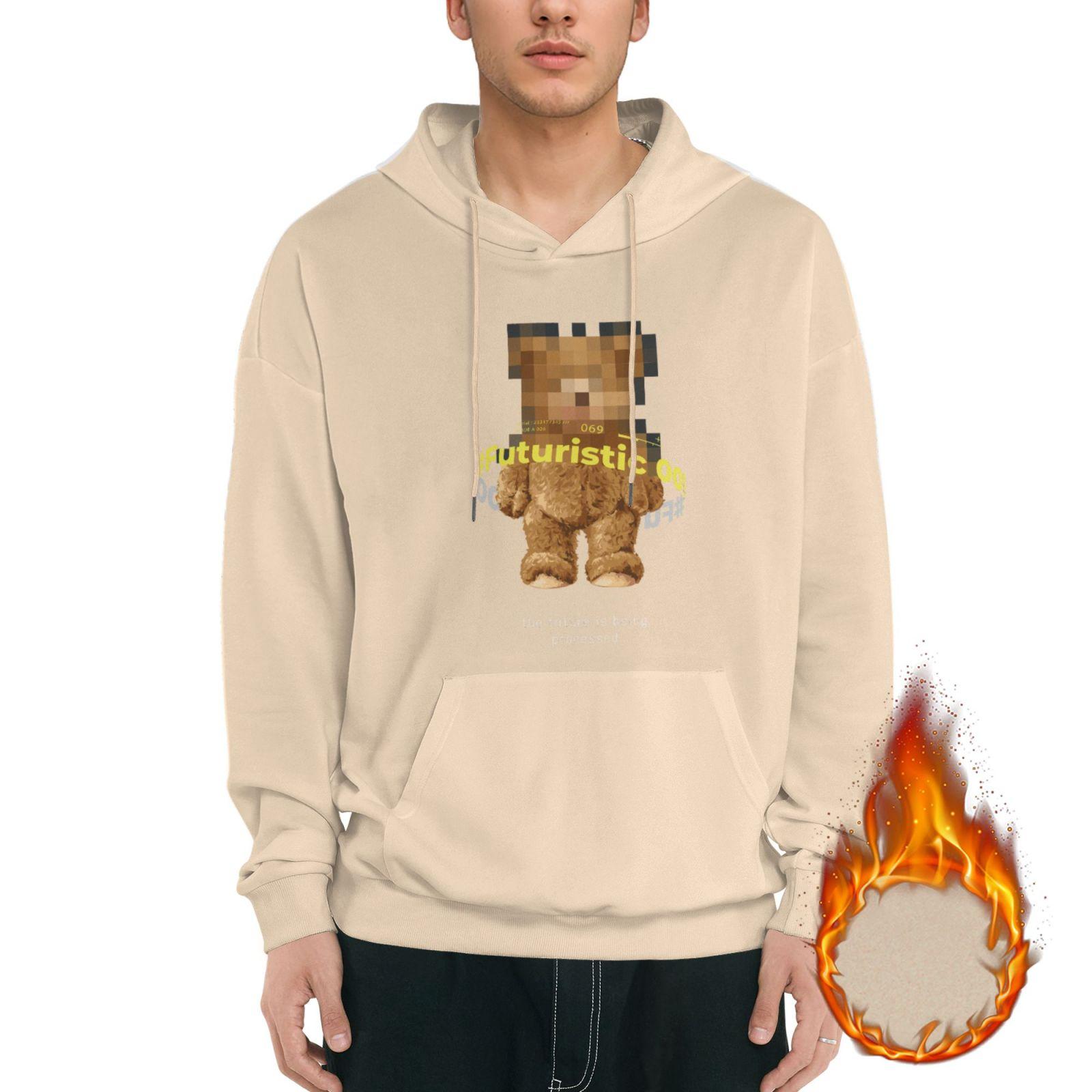 

1 шт. Мужская уютная толстовка с капюшоном, мягкий флис, теплая, пуловер, зима, удобная, уличная одежда, повседневный наряд, M-3XL XXXL бежевый