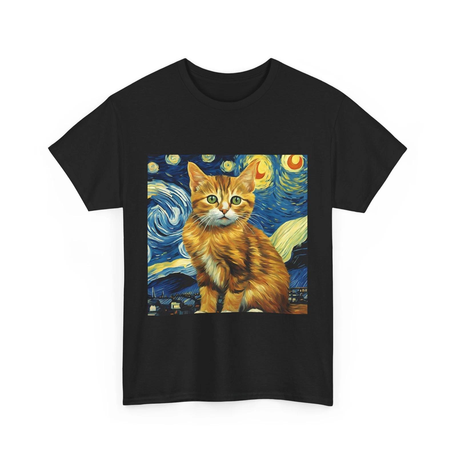

Van Gogh Cat Shirt | Van Gogh Starry Night Cat Shirt | Vintage Black Cat Shirt B L