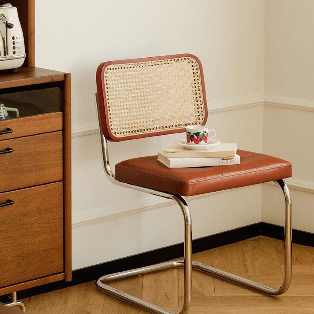 Nordic Soft Upholstered Rattan Dining Chair: Designer Vintage Style for Home, Cafe, or Hotel