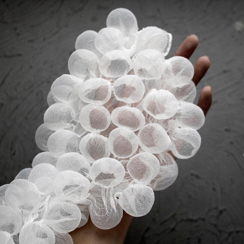 85X20cm 3D Bubble Yarn Fabric Seersucker Foam Heat-Setting See-Through Concave Shape Lace for Fashion Designer Clothing Sewing