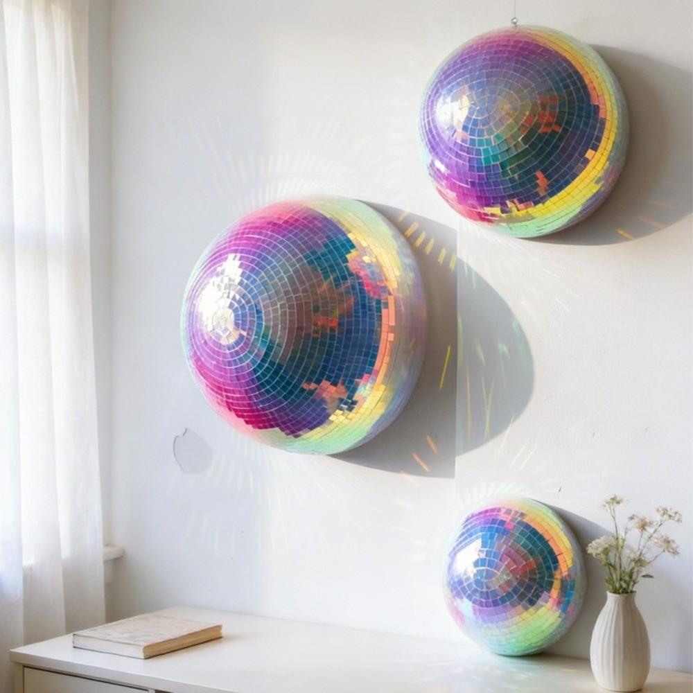 5Pcs Metallic Disco Ball Half Wall Decor Semicircle Glittery Dome-shaped Disco Wall Decor Glass Mirror Half-sphere Shape