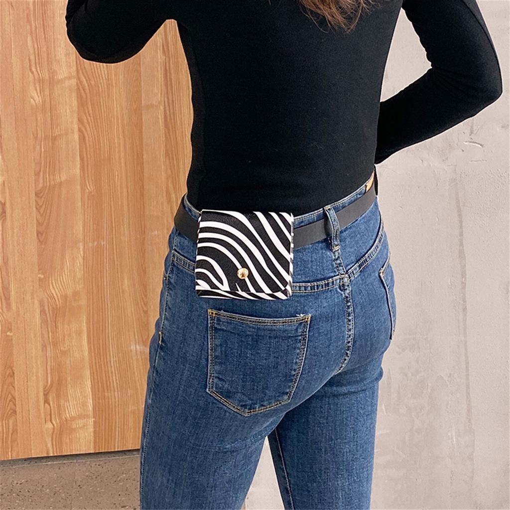 Women's Fashion Belt Bag Small Waist Pack Casual Versatile Leather Belt Square Mini Bag with Adjustable Strap for Daily Use