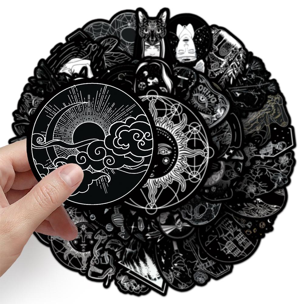 10/30/50pcs Horror Gothic Black White Art Stickers Vintage Aesthetic Sticker Suitcase Phone Helmet Car Cool Cartoon Decals Pack