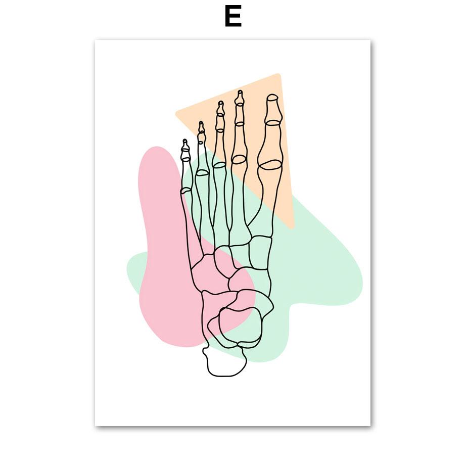 Pósteres e impresiones minimalistas de anatomía abstracta, columna vertebral, pie, Lumbar, sacro, costilla, cuadro sobre lienzo para pared, decoración del hogar para sala de estar