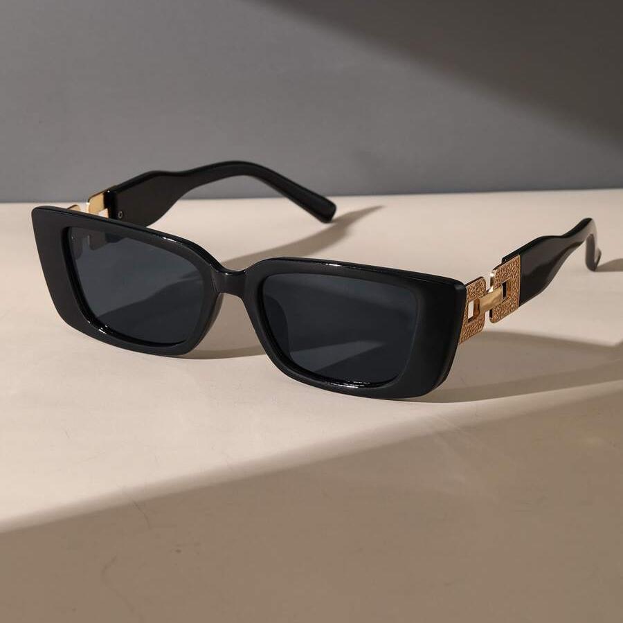 Fashion Square Frame Sunglasses Men Women Outdoor UV400 Shades Street Po Sunglasses Metal Chain Legs Classic