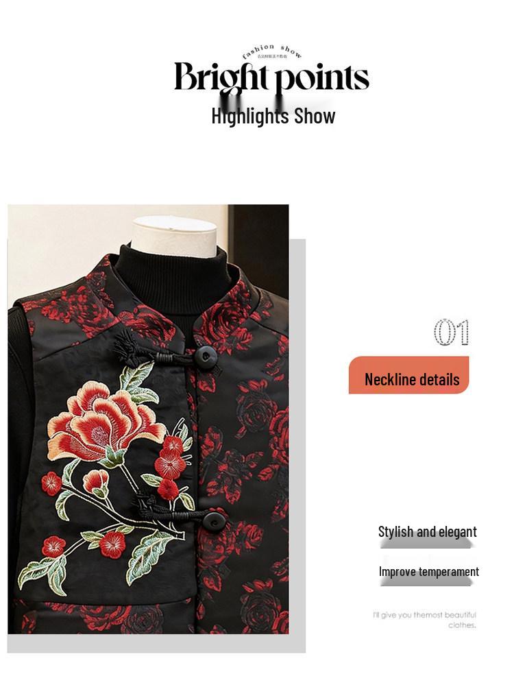 Mother's Day 2026 Elegant Tang Suit Vest for Middle-Aged Women