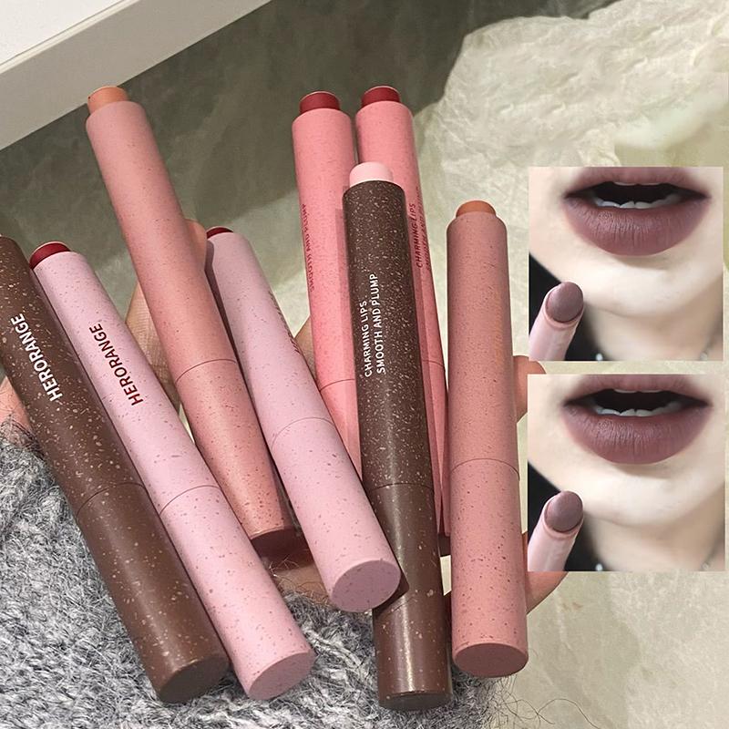 Herorange Labial Mate Labial Rojo Mate Sexy Cosmético Brillo de Labios Impermeable Taza Antiadherente Lápiz Labial Nude Maquillaje Coreano
