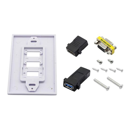 DOONJIEY USB+HDMI-compatible+VGA Ports Full High Clarity 1080P Audio Video Wall Plate Panel Faceplate