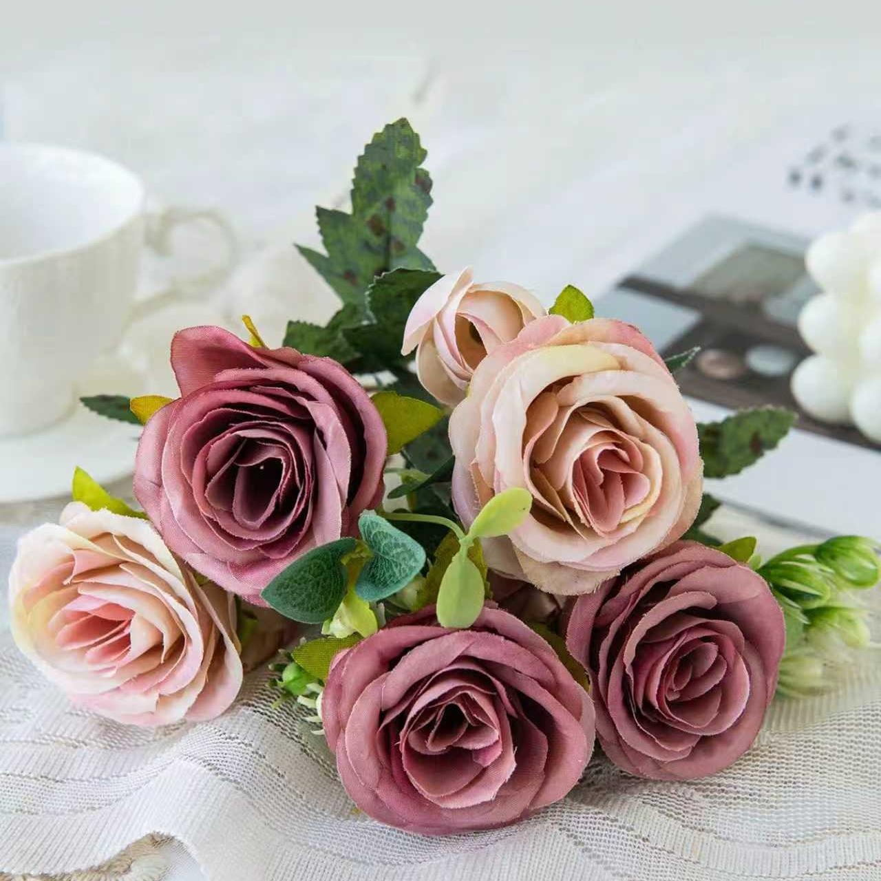 

Artificial Flower Wedding Party Home Room Table Valentine s Decora Bridal Bouquet Outdoor Yard Silk Peony Hydrangeas Arrangement 1pc сливовий