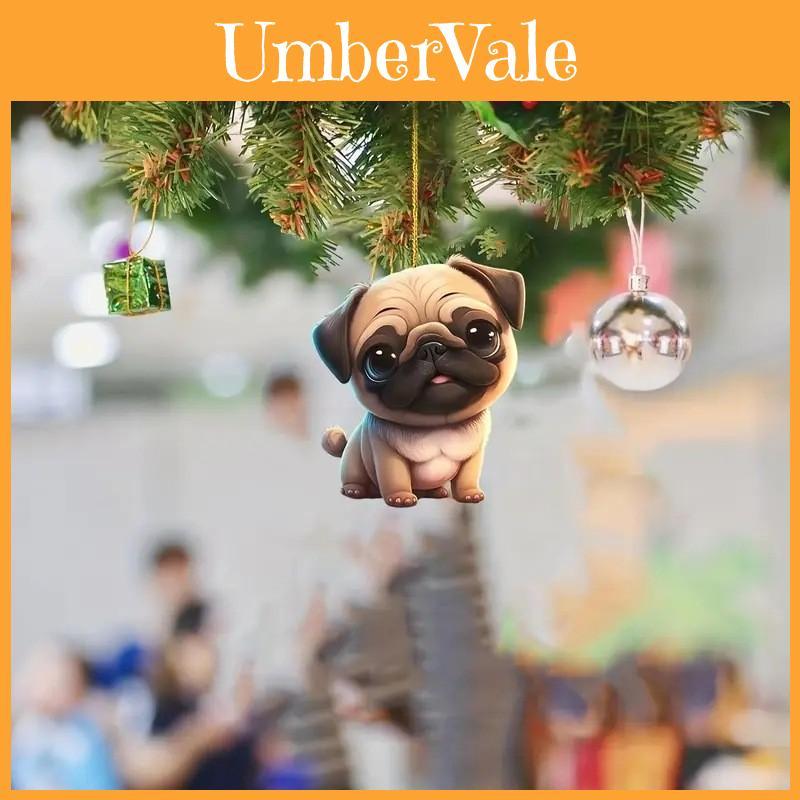 Entzückende 2023 Christmas Dog Serie Acryl Weihnachtsbaum-Schmuckstück Für Auto-Dekoration