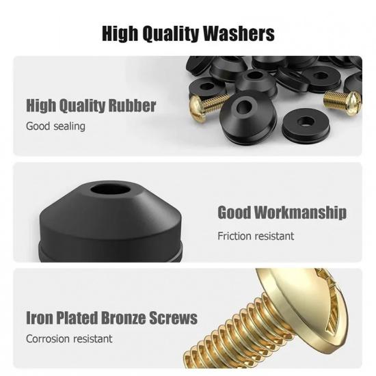 48PCS Plumbing Faucet Seal Washer O-ring Rubber Faucet Washer Assortment with Screws Flat Beveled for Repairing Faucet Leak