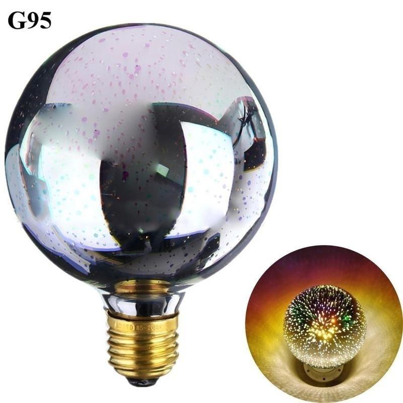 3D Fireworks E27 G80/G95/G125 LED Retro Vintage Edison Fairy Lighting Bulb Lamp