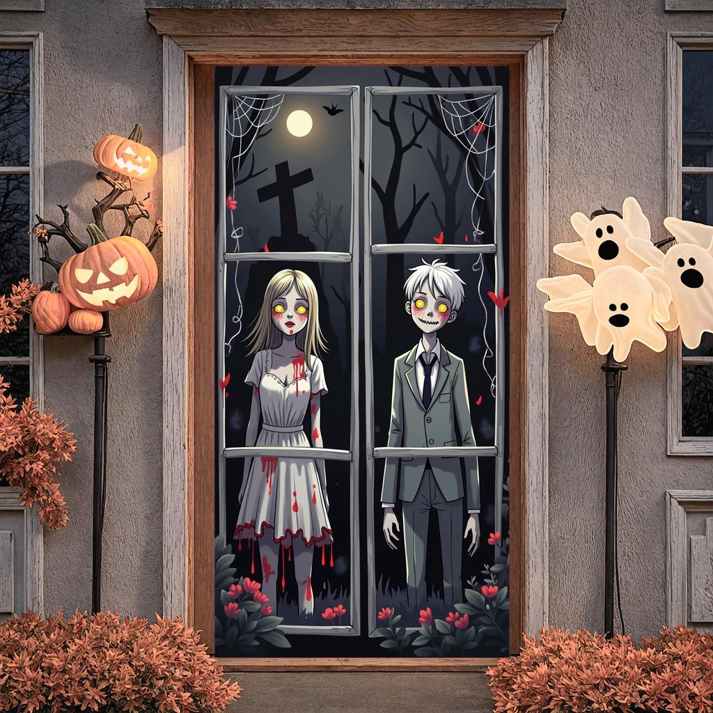 Bloody Scene Dark Forest Scary Backdrop Gothic Theme Halloween Prop For Halloween Party Spooky Event Ghost Story Setup