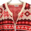 Vintage 70s Sepapoke Nordic Pattern Long Sleeve Zip Up Cardigan Red Women Used