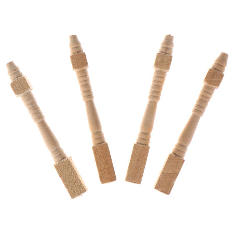 4Pcs/Lot 1:12 Wooden Dollhouse Table Leg Miniature Furniture Diy Dollhouse Accessories Simulation Table Feet Model Dollhouse Toy
