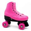 Rose Red Double Row Adult Roller Skates with Flashing Wheels - Leather Style