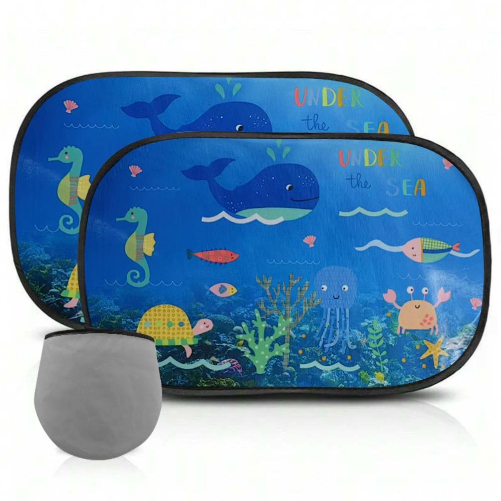 

2Pcs UV Rays Protection Side Window Sun Shade Cartoon Sunvisor Mesh Cover Baby Children Adults Style D