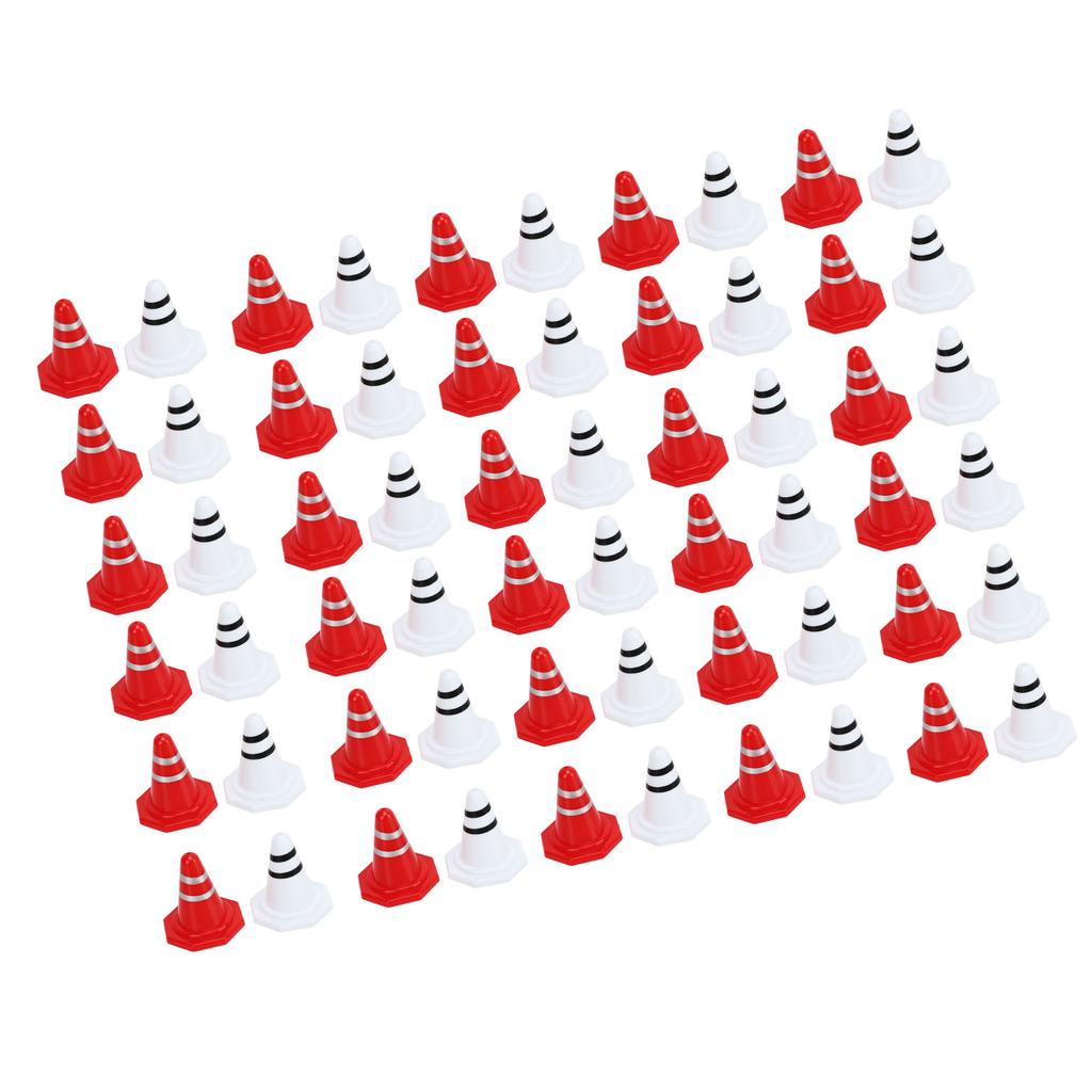 60 Pcs Traffic Cones Toys Red White Mini Traffic Cones Miniature Lifelike Road Block for Soccer Training RC Car Gaming
