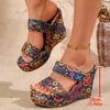 Summer New Large-Size Printed Ethnic Style Wedge Sandals – Thick Platform Chunky Slippers for Women