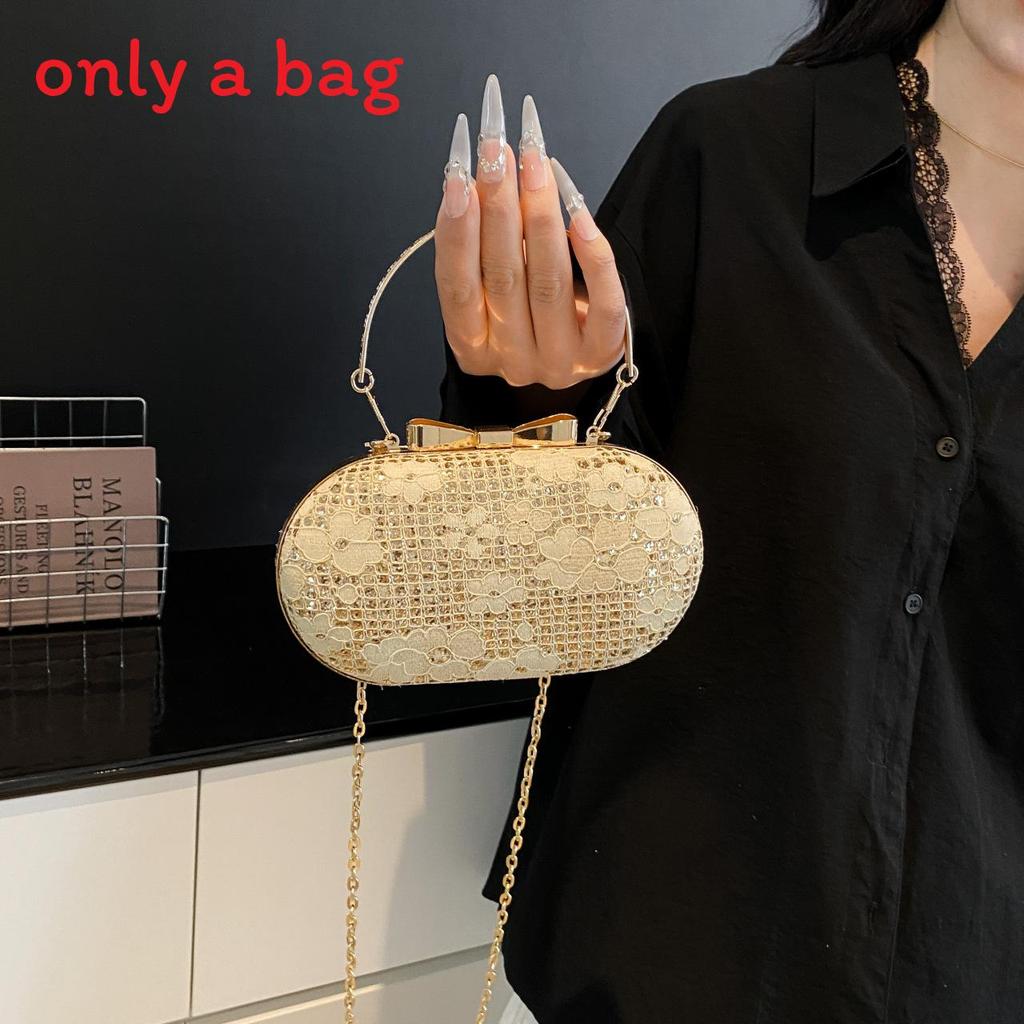 Borsa a Pochette da Sera in PU con Catena Metallizzata e Chiusura a Serratura per Uso Quotidiano