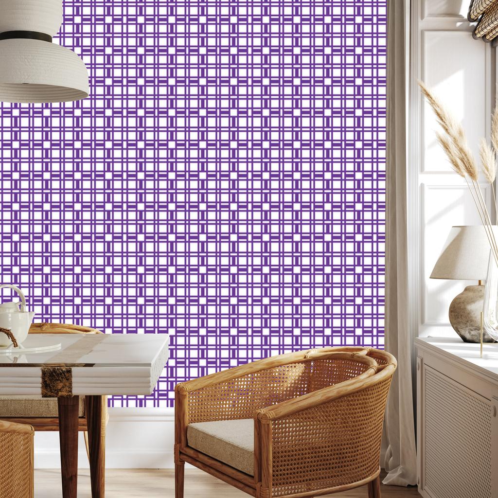 Wallpaper Geometric Pattern Purple, Lavender and White 50x1000