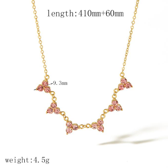 Fashionable Charm Personalized Sweet Stainless Steel Flower Necklace Jewelry розовый