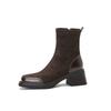 Autumn and winter women's Martin boots suede large size medium heel comfortable side zipper leather boots Korean version new square heel medium boots