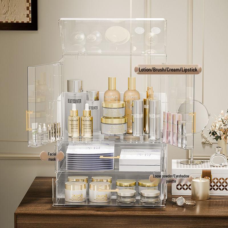 Schicke Transparente Kosmetik-Organizer-Box - Staubdichte Aufbewahrung für Hautpflege, Lippenstifte und Make-up