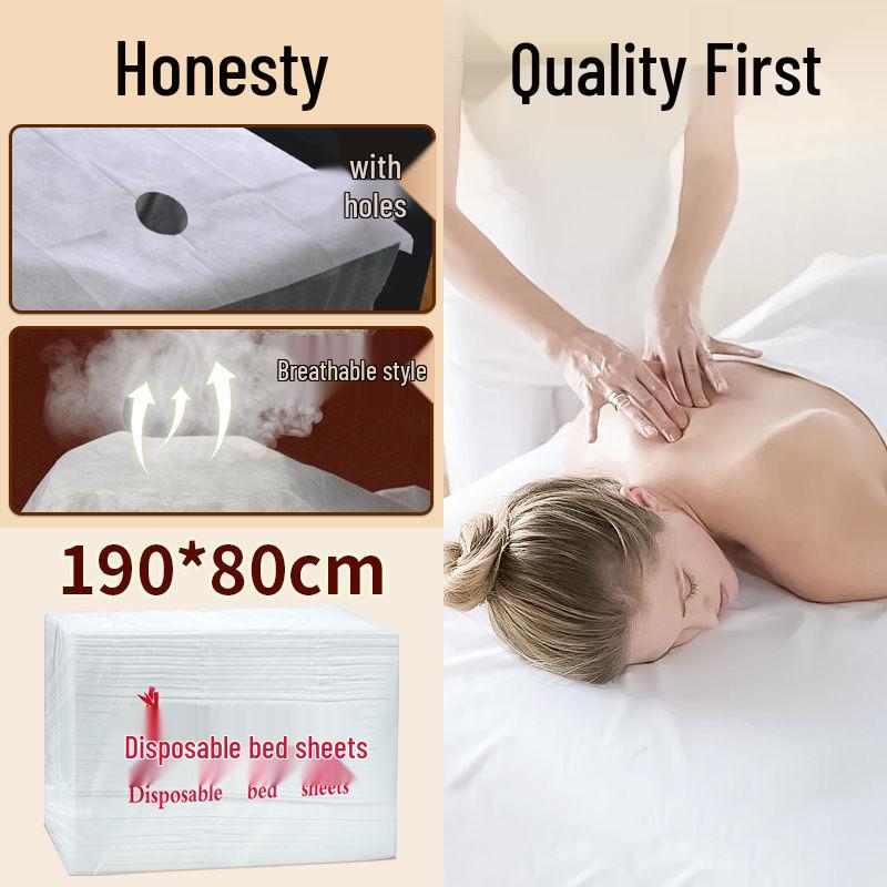 Waterproof & Oil-Proof Disposable Massage Bed Sheets, 200-Pack, Breathable, Thickened, with Face Hole for Beauty Salons