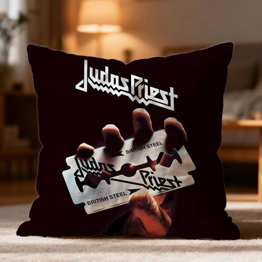 Fashion J-JJudas Priest Cushion Cover Soft Washable Pillow Case Multi-Scene for Couch Bed Travel Office Use