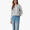 Spring and Autumn Women's Plus Size Striped Printed Button Shirt Loose Long Sleeve Top