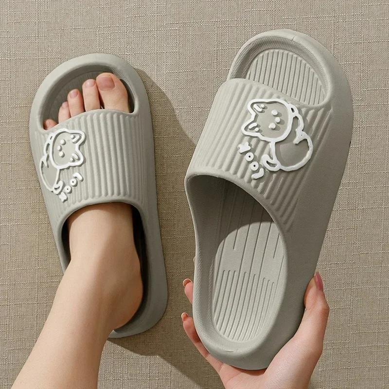 Fashion Women Soft Sole House Slippers 2024 Summer Beach Thick Platform Slipper Sandals Women Korean Eva Slippers Couple Home Flip Flop