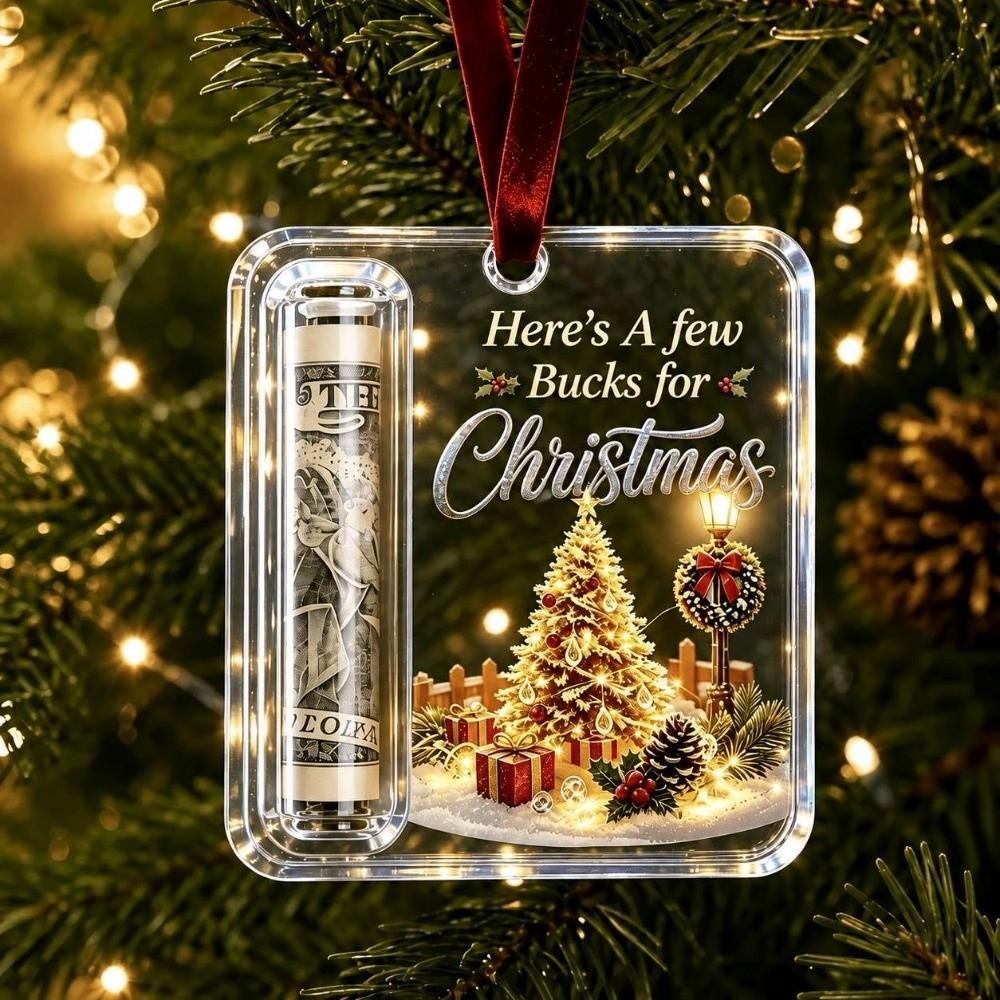 Acrylic Christmas Cash Gift Ornament Hanging Transparent Cash Gift Box Creative Xmas Tree Decor Money Holder Ornament