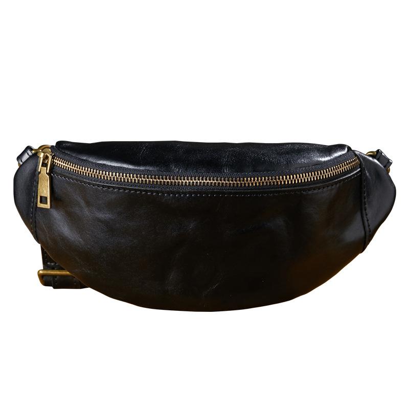 2026 Handcrafted Cowhide Chest Men's Genuine Leather Casual Phone Sports Outdoor Single-shoulder Crossbody Designer Luxury Bags