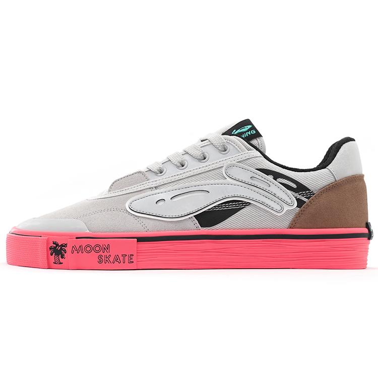 

New Steven Harrington x LiNing Slip Resistant Cushioning Wear Resistant Low Top Skateboard Shoes Women s White Pink AECS072-4 37.5