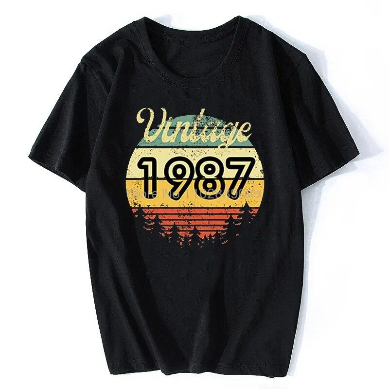 Summer Casual Unisexs T Shirt Kawaii Graphic T Shirt Vintage 1987 1984 2015 2009 1997 Tees Funny Gift Top Unisex Cotton T-shirt