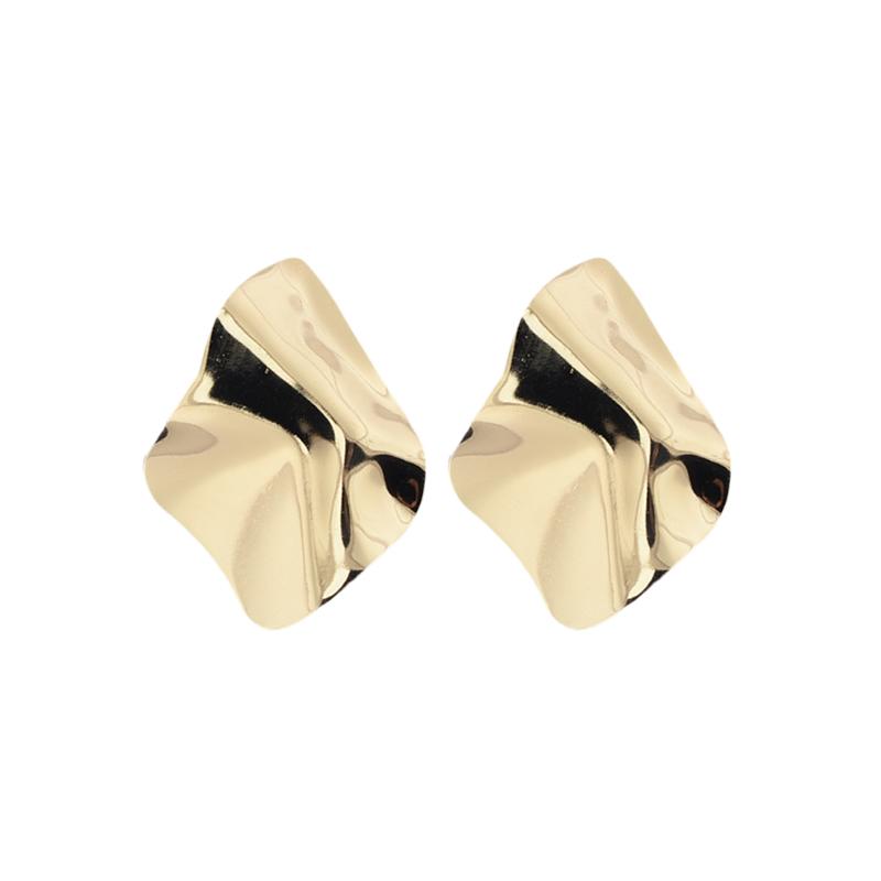 New Exaggerated Irregular Metal Piece Dangle Earrings for Women Uneven Folded Gold Color Metal Hanging Earrings brincos