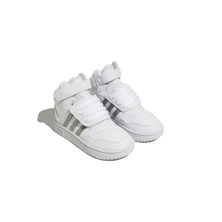 Adidas Hoops MID 3.0 AC Synthetic Leather Abrasion Resistant High top Skateboard Shoes White Infant And Toddler HP2660