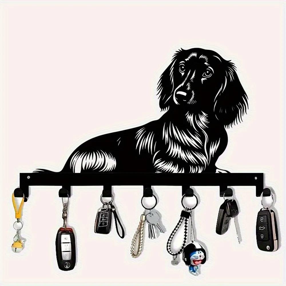 Heavy Duty Dachshund Key Holder Wall Mount Rustproof Cast Iron Home Entryway Organizer