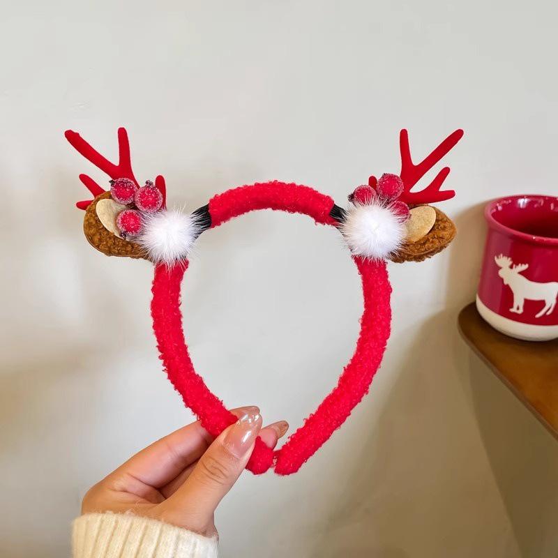 2025 Red Antler Headband Women's Christmas Hair Clip Mori Style Reindeer Hat Accessory