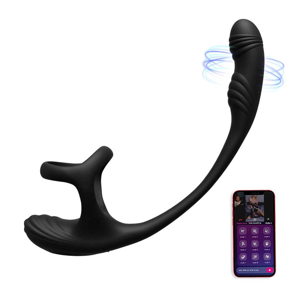 APP Controlled Male Prostate Massager Penis Ring Anal Plug Toy Delay Ejaculation Rotating Anal Plug Vibrator Adult Male Toy