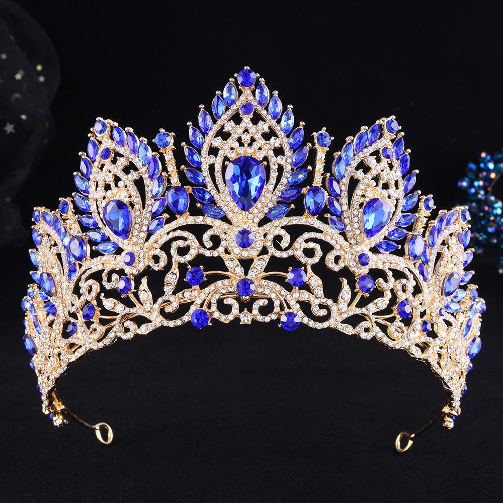

DIEZI Baroque Opal Crystal Flower Tiara For Women Girls Party Luxury Bridal Bride Rhinestone Crown Hair Accessories Jewelry