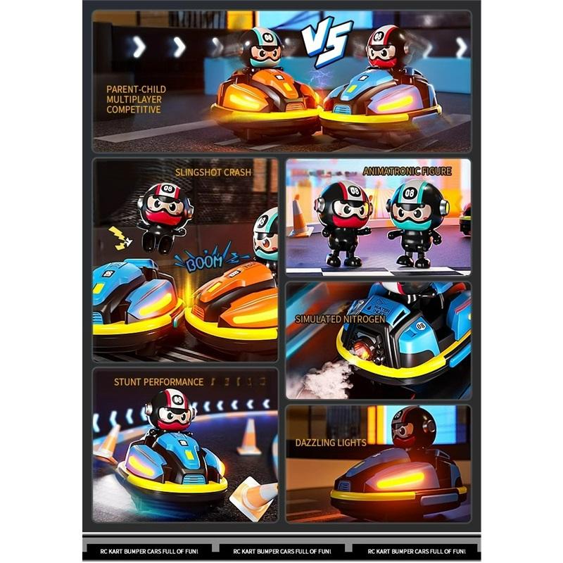 RC Battle Bumper Car Toy for Toddler Boy Girl Catapult Robot Karting Toy with Music Light RC Battle Game for Kids Family Battles